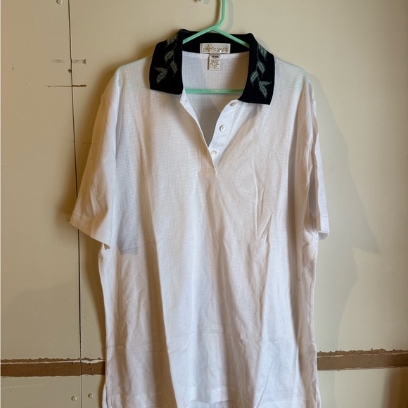 White Short Sleeve Polo with Black Collar - Picture 2 of 7